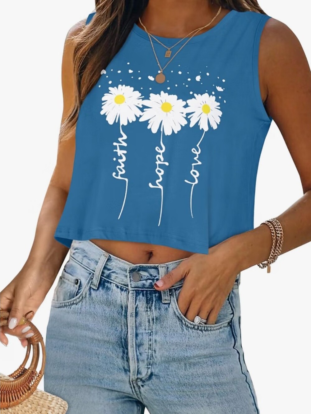 Crop Top Casual Sleeveless TShirtsClassic Fit Tank Top